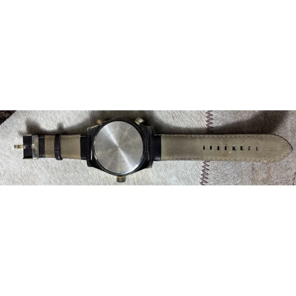 JF J. Ferrar Quartz Watch Brown Leather Band Black Dial Classic Dress‎ Watch